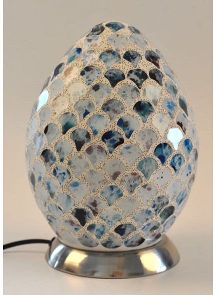 THE-GRANGE-COLLECTION-BLUE-WHITE-MOSAIC-EGG-LAMP 14.5X14.5X21.5CM Product Code: AL7 Availability: In Stock