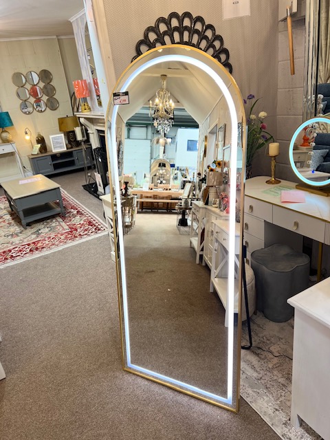 Modena LED Cheval Arch Mirror Gold - Image 2