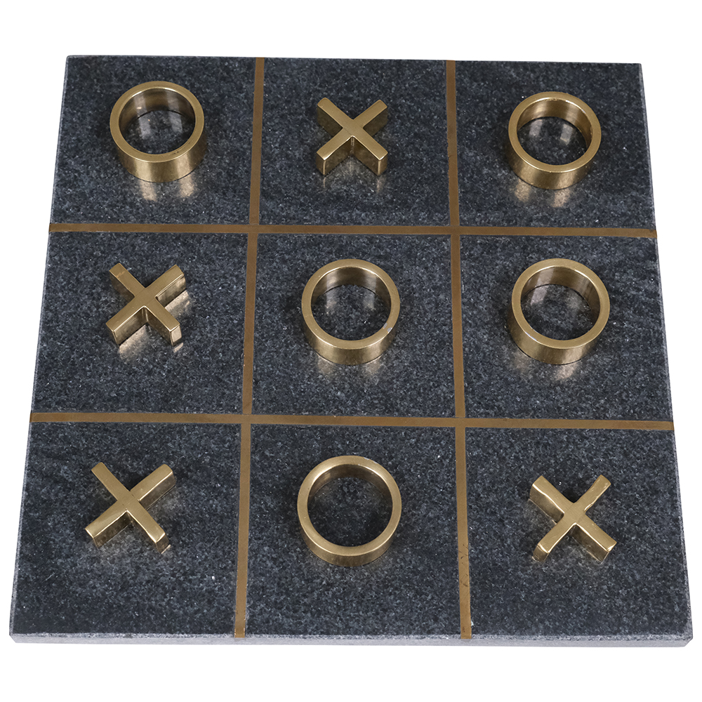 **Product Specifications** - **Dimensions**: W21 cm x H5 cm x D21 cm - **Set Includes**: Board, 5 Noughts, and 5 Crosses - **Material**: Marble with gold detailing, weight 2.2 kg - **Features**: Sturdy, heavy-duty design with a luxurious marble effect; available in two colors (White and Grey) - **Ideal For**: Travel, coffee table, kitchen, or living room display - **Dispatch**: Orders ship within one working day with tracked delivery
