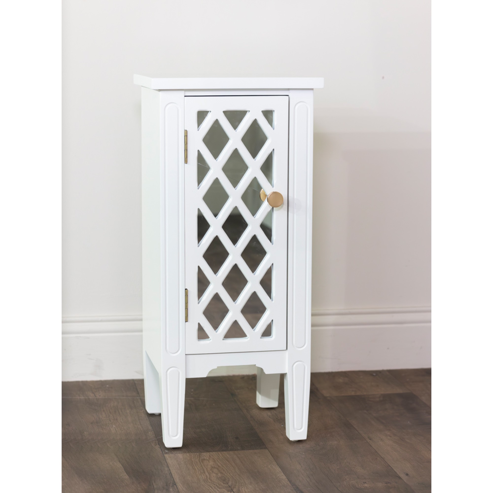Carla 1 door mirrored cabinet white