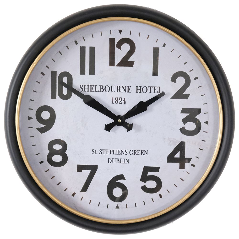 BLACK FRAMED SHELBOURNE WALL CLOCK 45x45cm Code: 14071