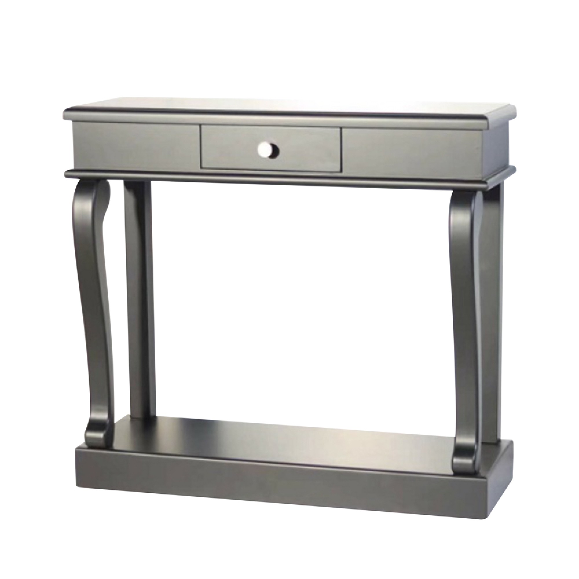 Scroll black 90cm console table w/drawer