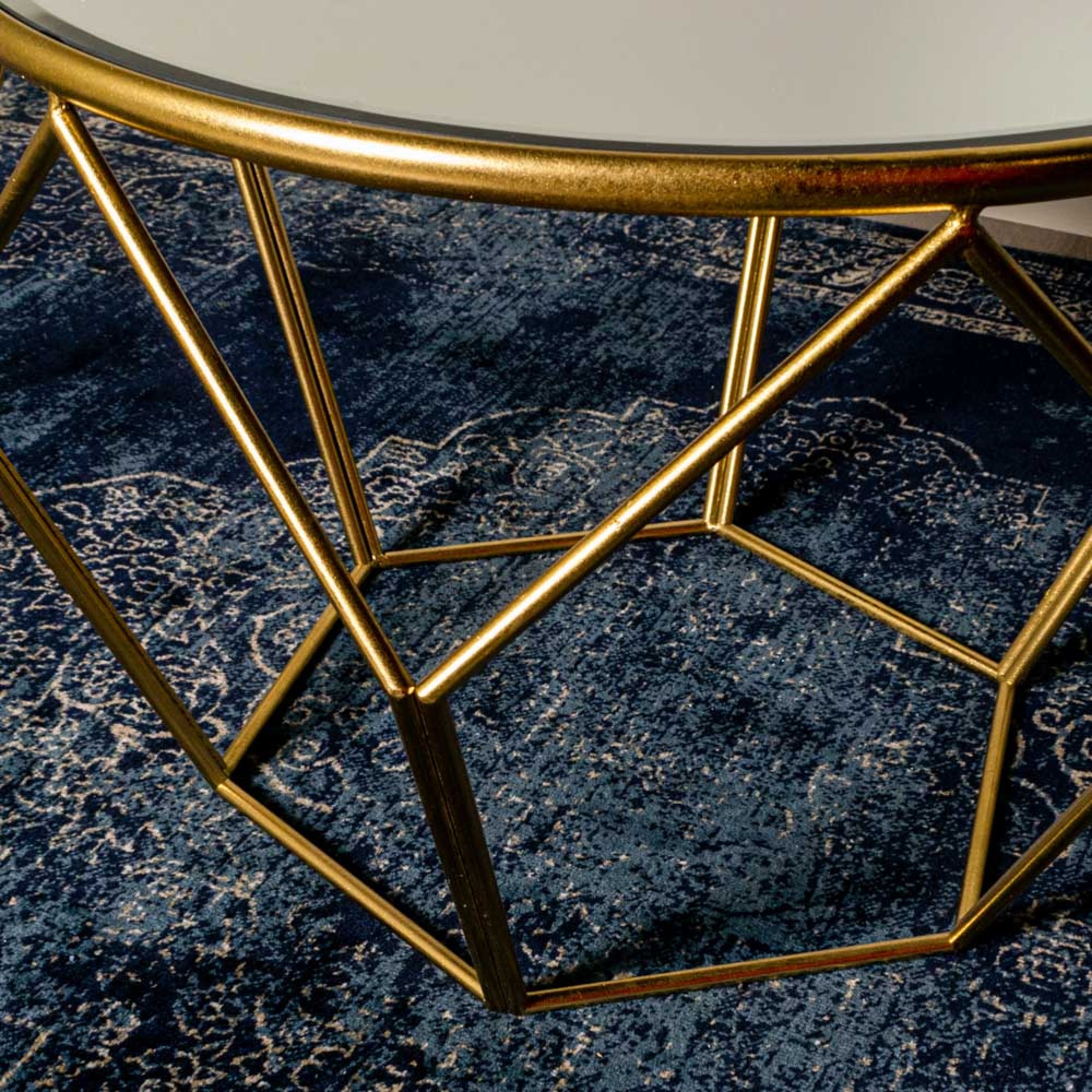 Geometric End Table Mirrored Gold - Image 3