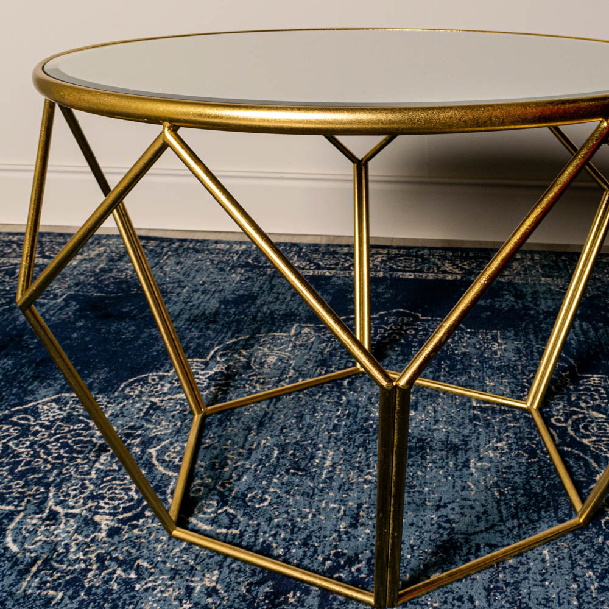 Geometric End Table Mirrored Gold - Image 2