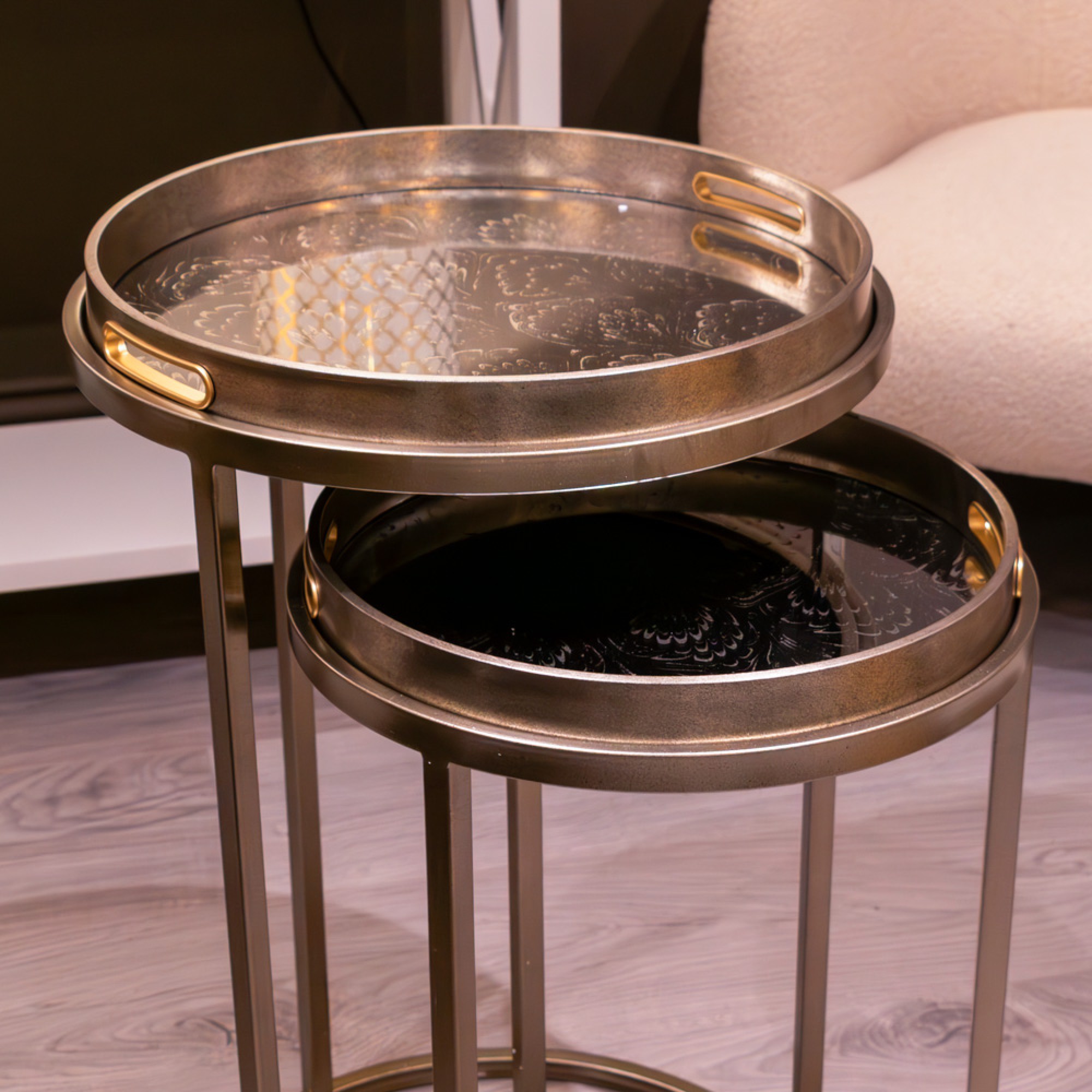 Lyra S/2 Tray Tables Champagne - Image 3