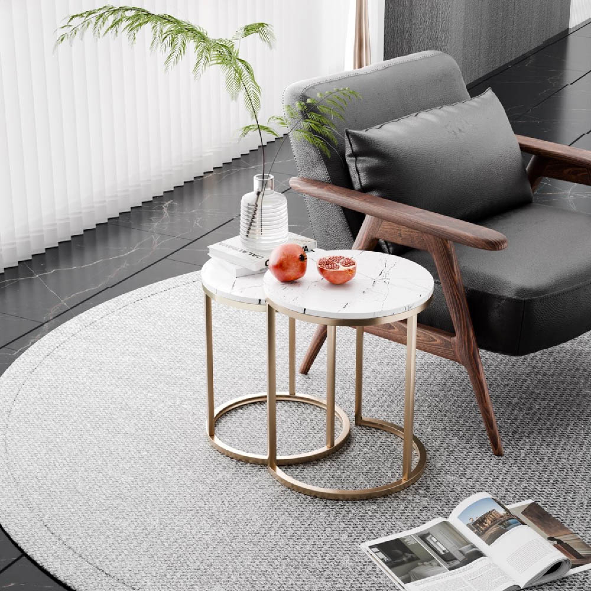 Vienna S/2 Marble Side Tables - Image 3