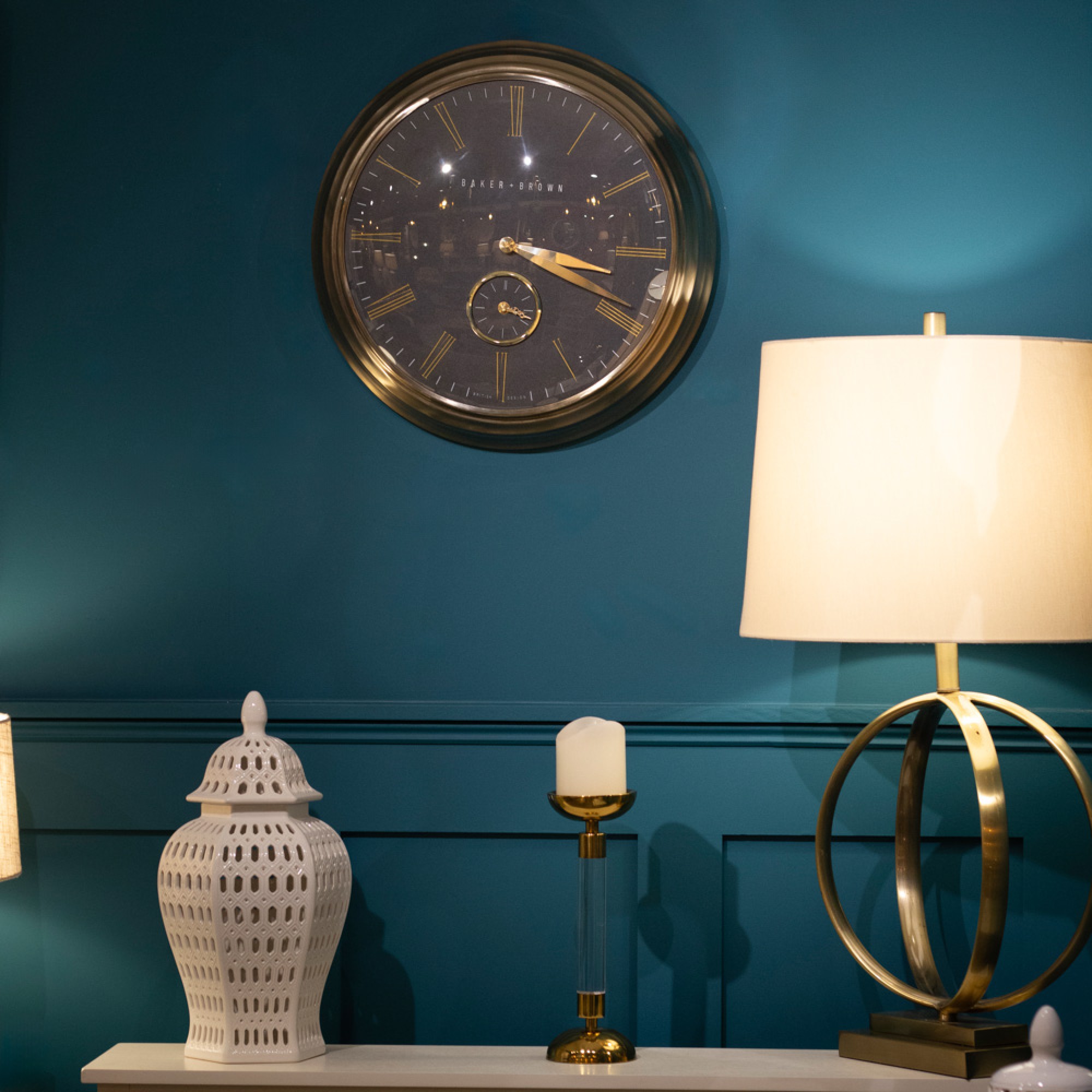 Baker & Brown Clock Black/Brass 49cm - Image 2
