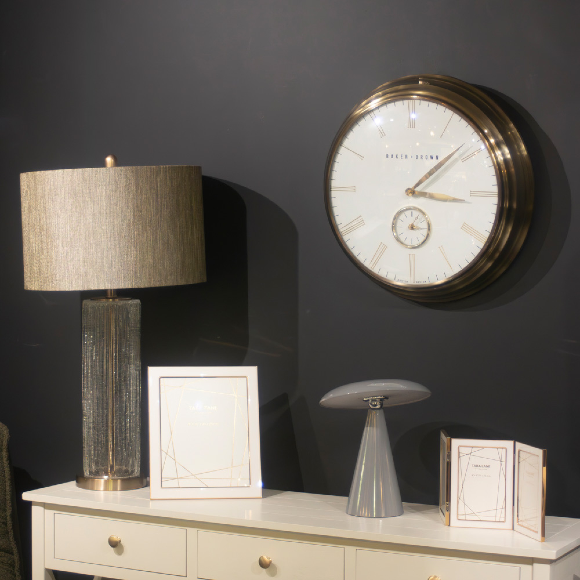 Baker & Brown Clock White/Brass 49cm - Image 3