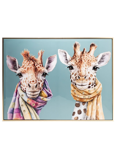 'Giraffes in Scarves' Textured Wall Art
