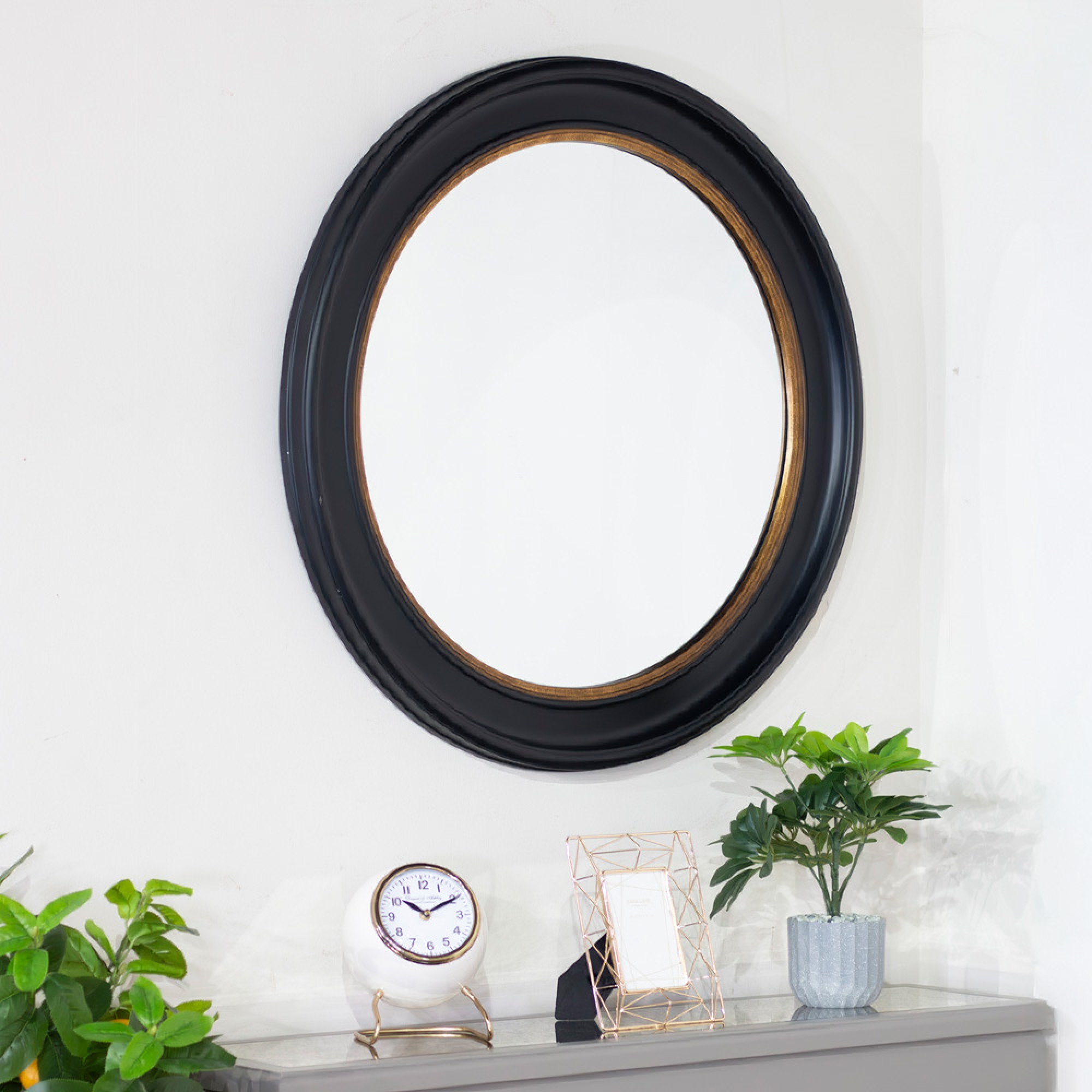 Macy round mirror black/gold 90cm