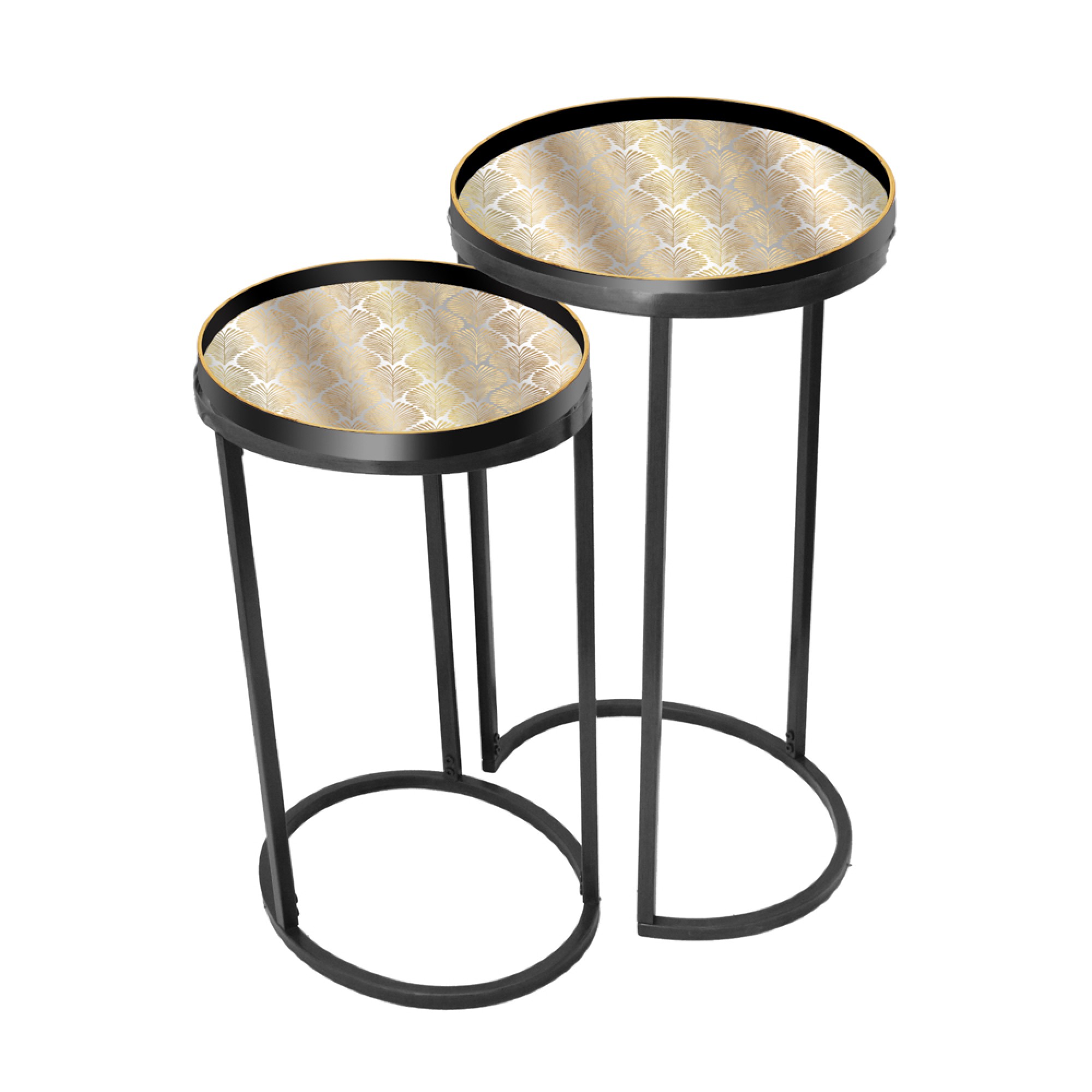 Bruna s/2 tray tables black/gold
