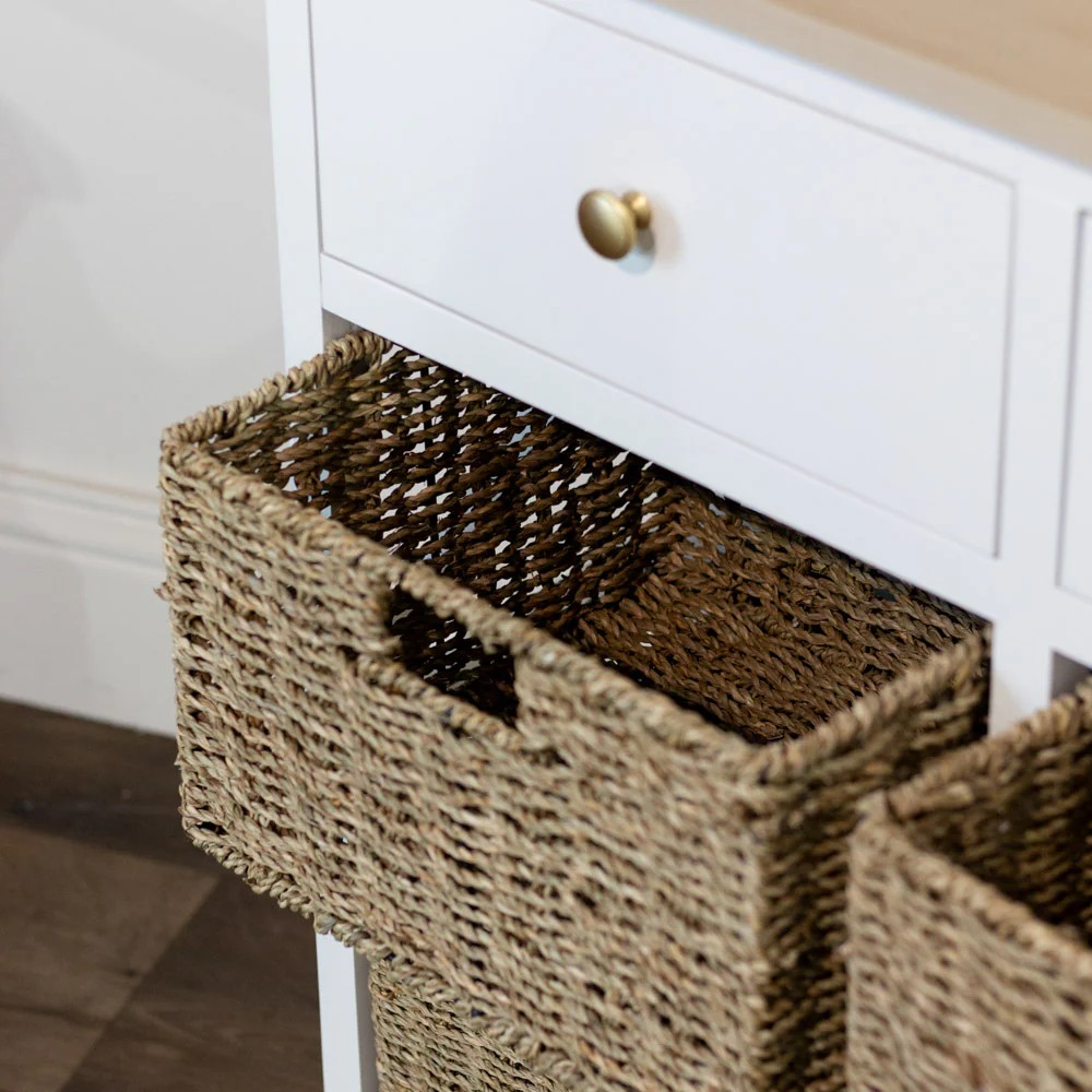 Reno natural/white 2 drw 4 basket unit 75cm - TL6311 - Image 2
