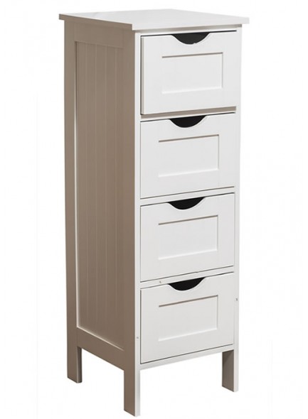 White Tall Bathroom Storage Unit – 4 Drawer