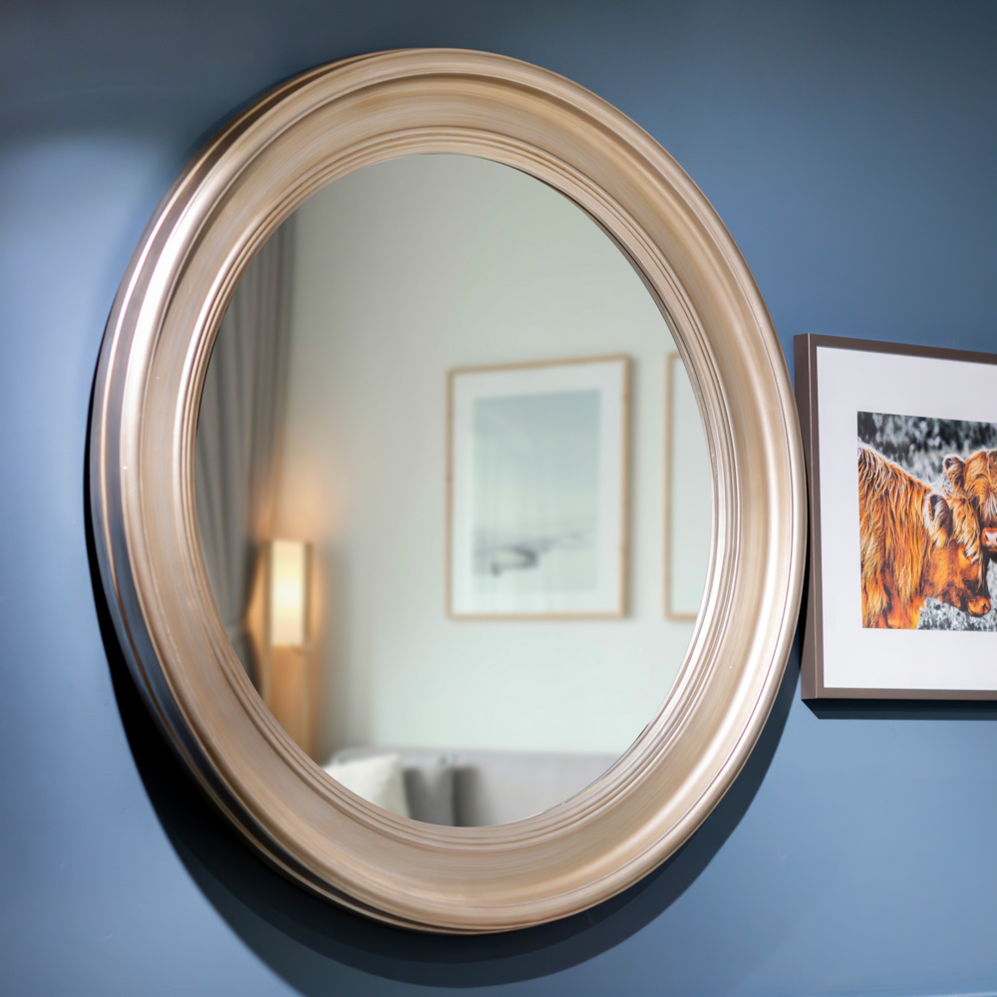 Macy round mirror champagne 90cm - Image 3