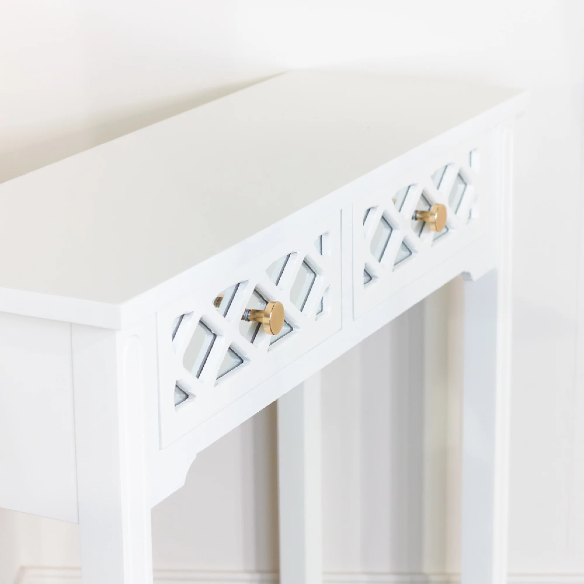 Tara Carla 2 Drawer Mirrored Console Table - White - Image 3
