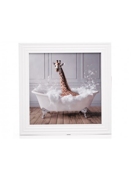 Framed Picture – Giraffe in the Bath | 40x40x1.7cm