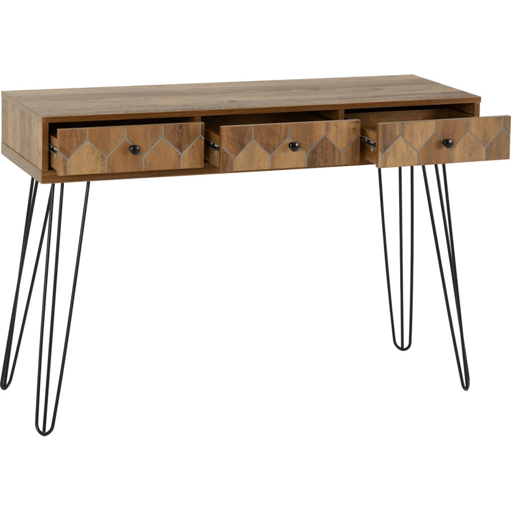 Ottawa 3 Drawer Console Table - Oak/Black - Image 3