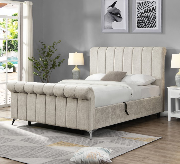 Carlow Grey Bed Gas lift Bed - available in Grey & Beige