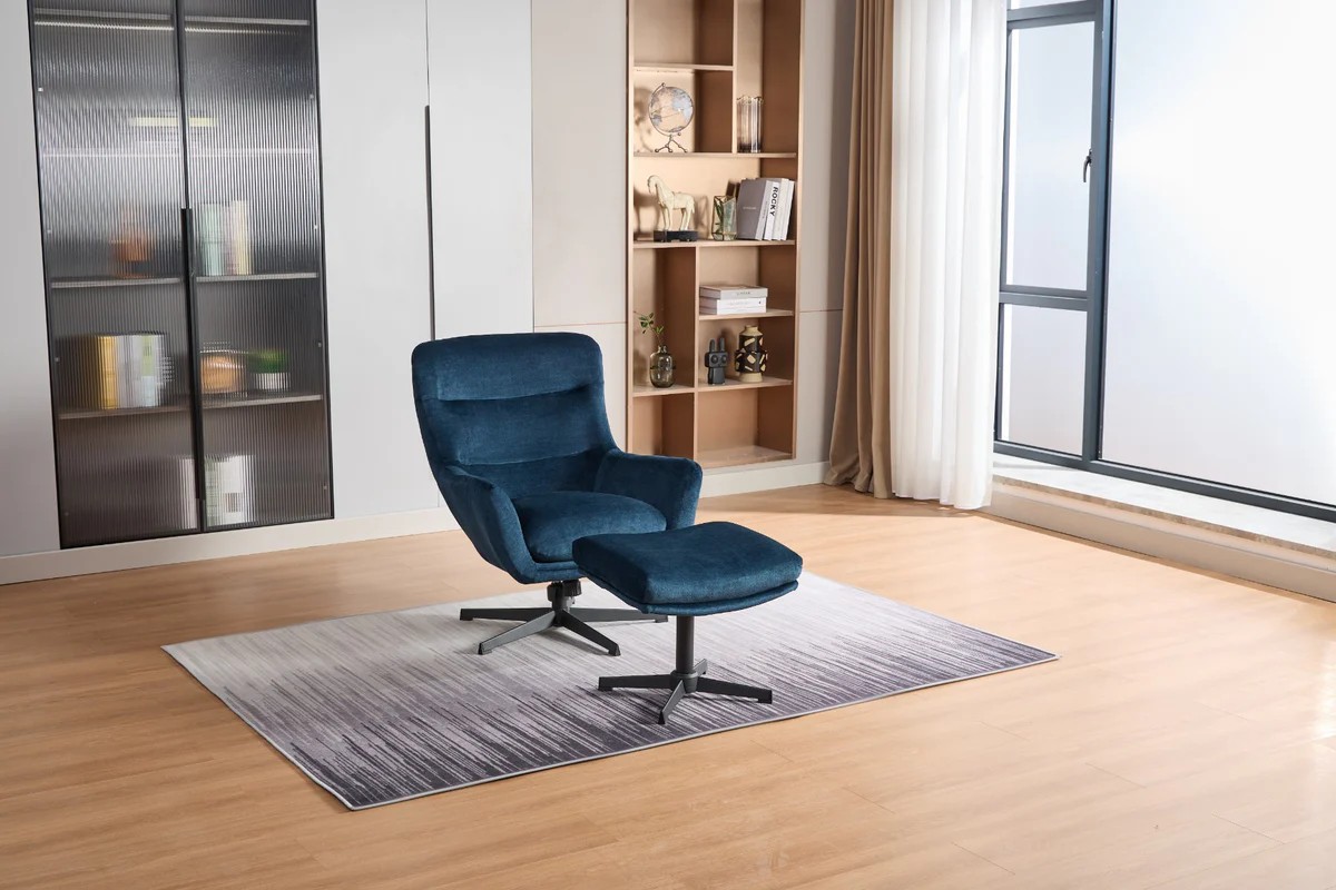 Isla Swivel Recliner with Footstool Deep Ocean