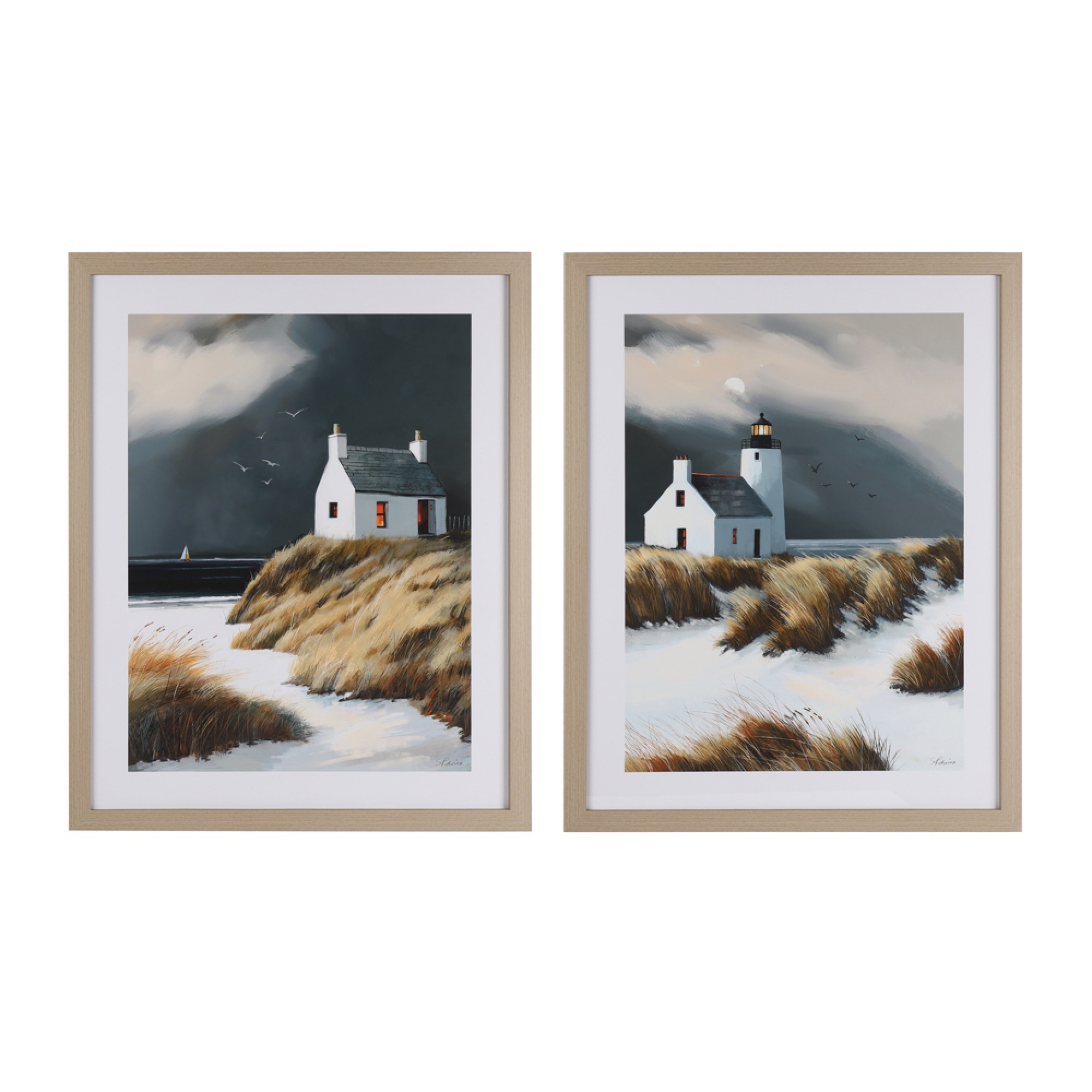 Framed canvas beyond the dunes 60 x 75cm 2 asst