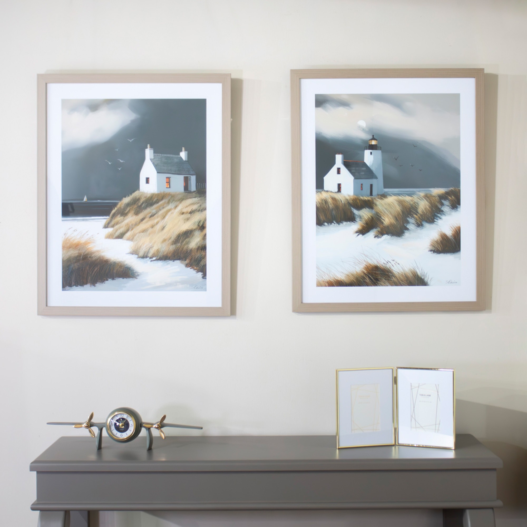 Framed canvas beyond the dunes 60 x 75cm 2 asst - Image 3