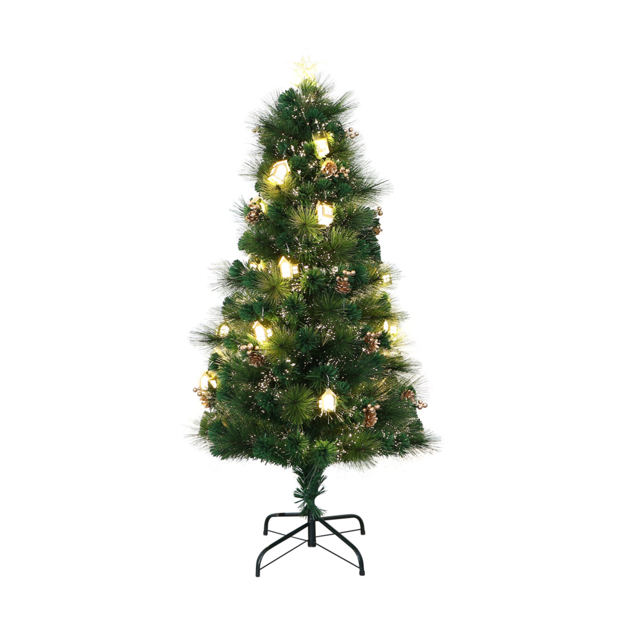 5ft fibre optic christmas tree w/gold ltn