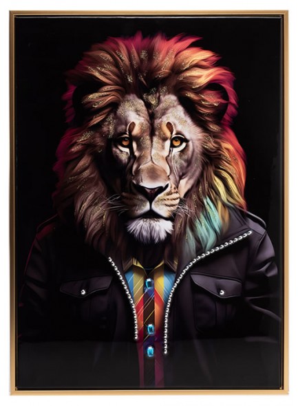 Stonewall Gallery Framed & Textured Picture - Lion Portrait 52.5x72.5x2.8cm - BA24