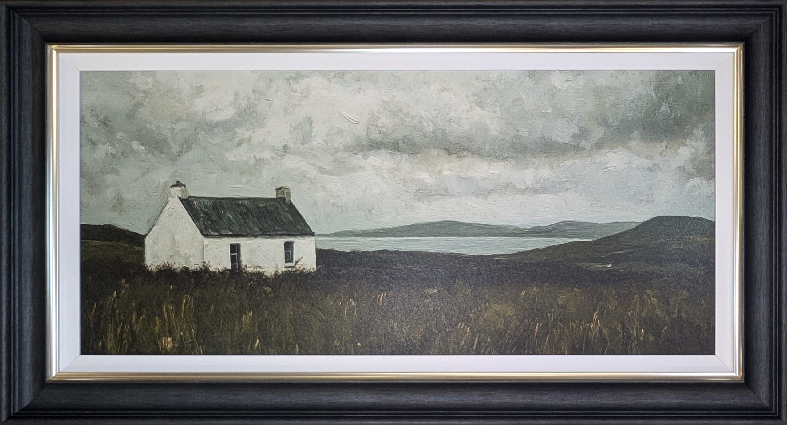 Irish Coastal Cottage – Hand Painted Wall Art (110 x 50 cm)
