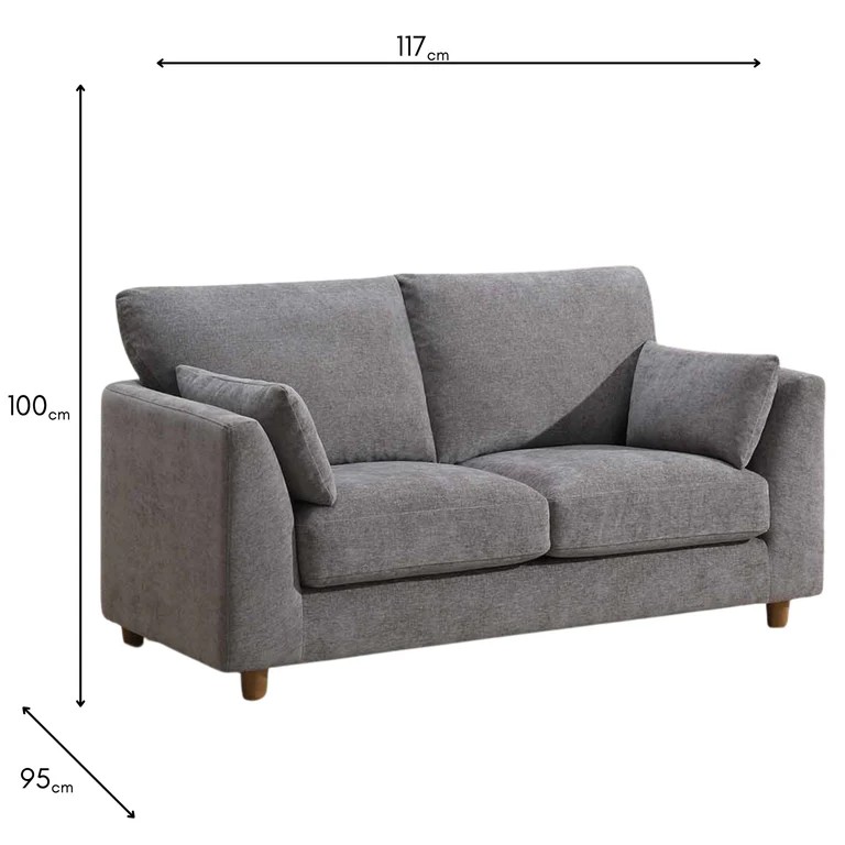 Alina Pearl Fabric Two Seat Sofa  - Stone - Pearl - Image 2