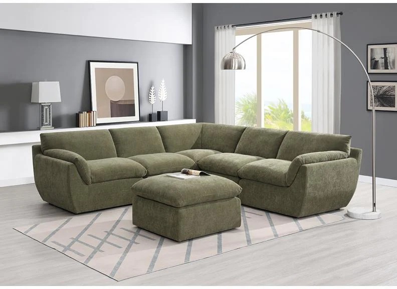 Malton Static Corner Sofa Modular - Forest Green | Biscuit