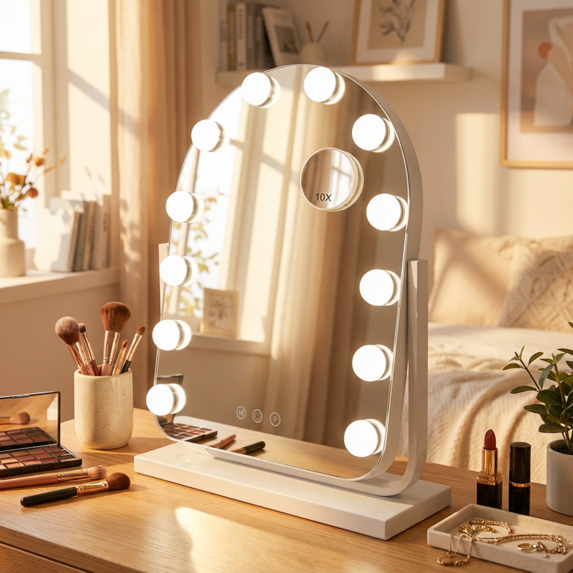 Hollywood Bulb Arch Vanity Mirror White 40 X 30CM - Image 2