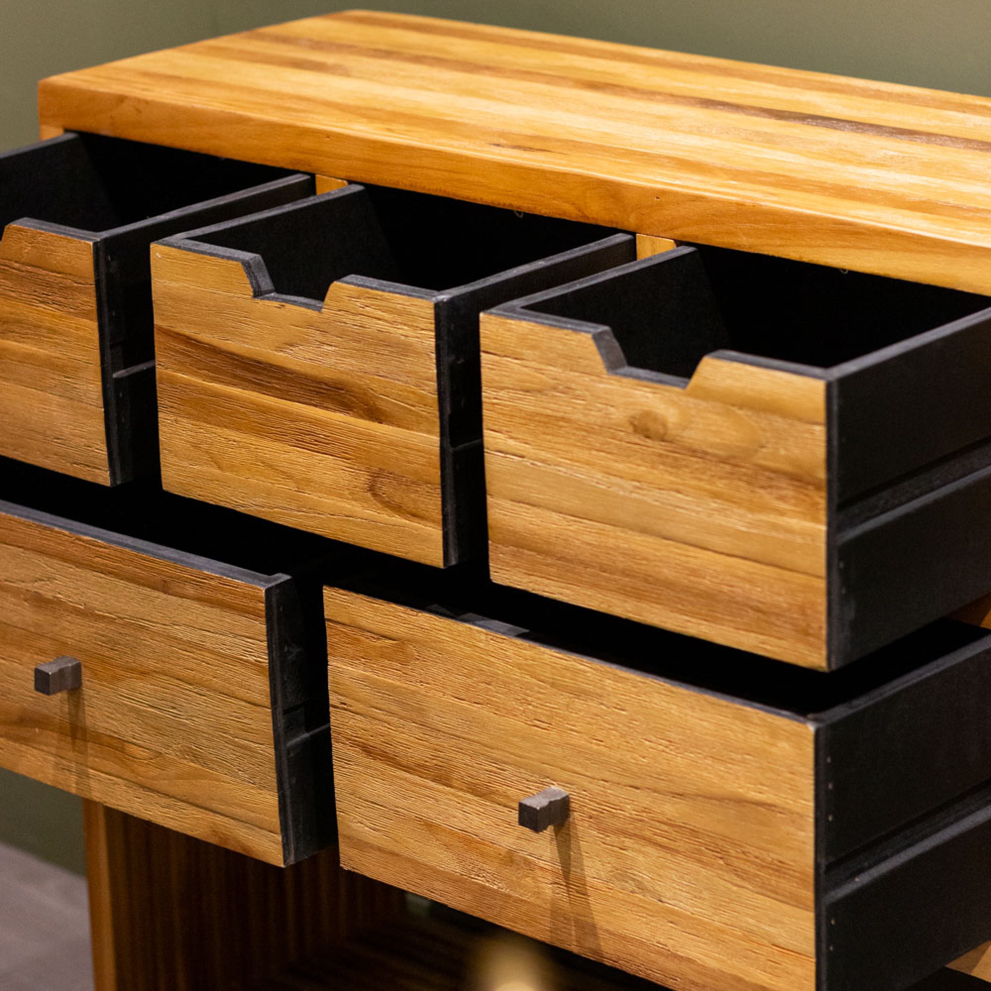 Bari 5 drawer console teak - Image 4