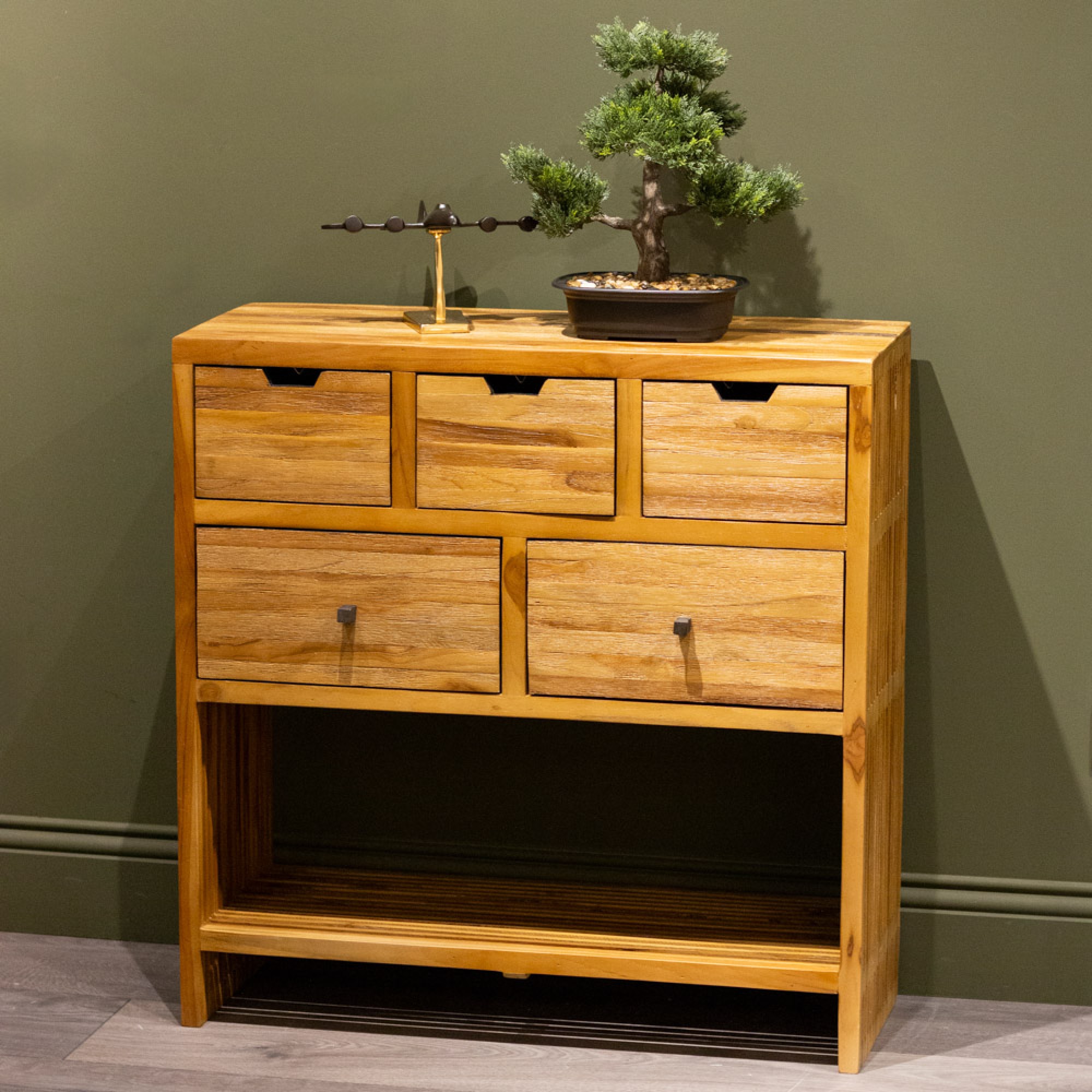 Bari 5 drawer console teak - Image 2