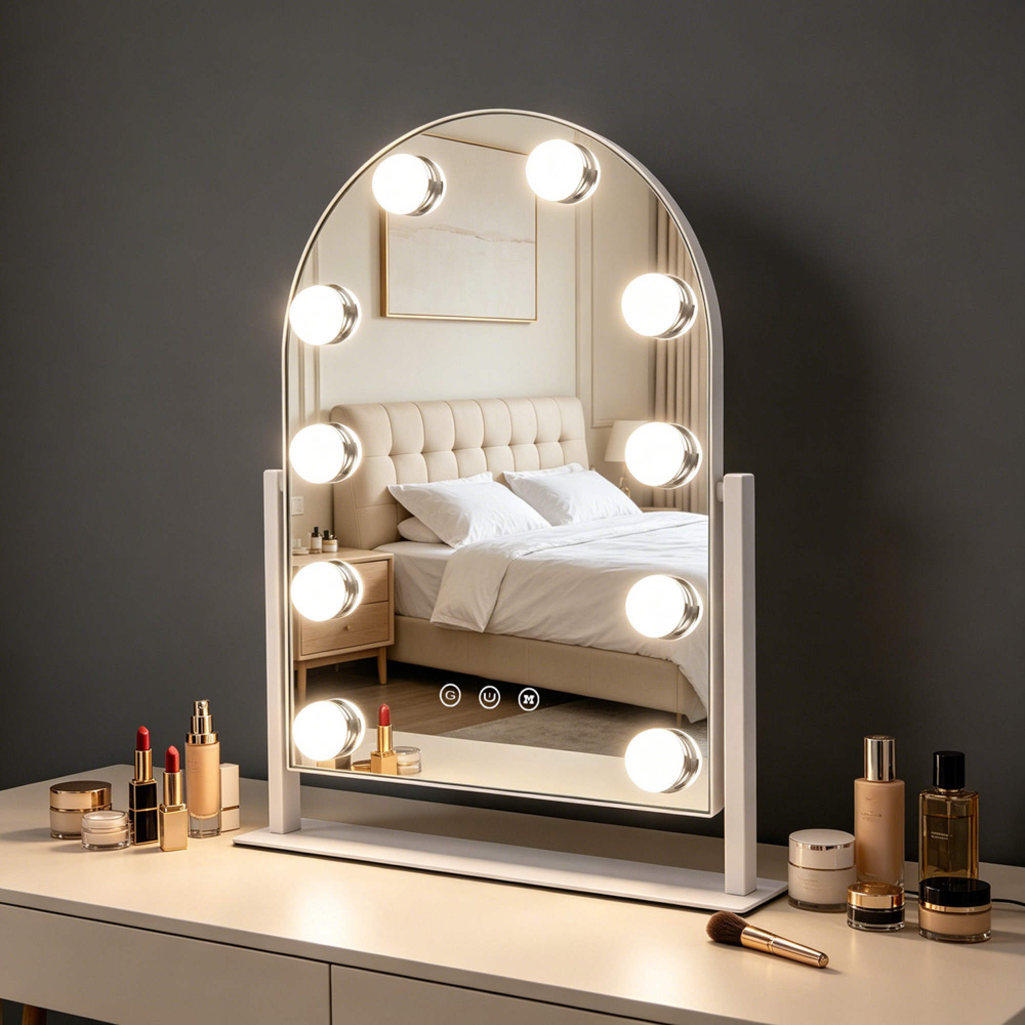 Hollywood arch vanity mirror white 42cm -TL7607 - Image 3